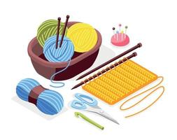 Knitting Isometric Background vector