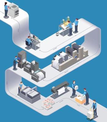printing house isometric background