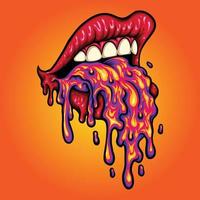 Trippy Girl Sexy Lips Psychedelic vector