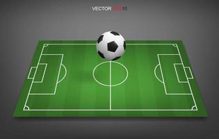 campo de fútbol o fondo de campo de fútbol con balón de fútbol. Cancha de césped verde para crear un juego de fútbol. vector. vector