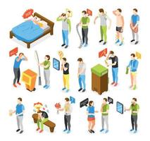 Men Problems Isometric Set vector