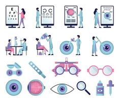 Ophthalmology Flat Icon Set vector