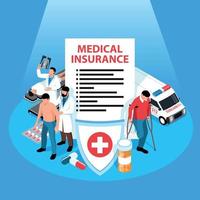 Isometric Medical Insurance Composition vector