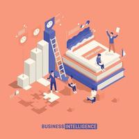 Business Intelligence Isometric Background vector