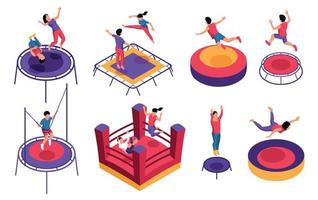 Isometric Bouncy Castle Icons vector