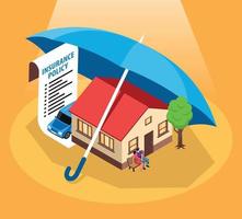 Insurance Policy Isometric Composition vector