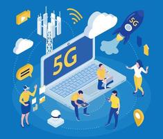Internet 5g Isometric Background Composition vector