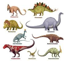 Dinosaurs Cartoon Set With Names