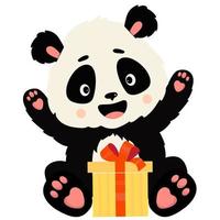 panda con regalo vector