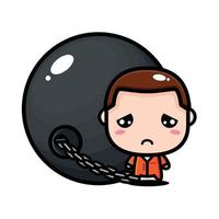 Sad prisoner character vector design