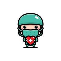 cute doctor mascot character design vector