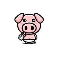 Cute baby pig character vector design