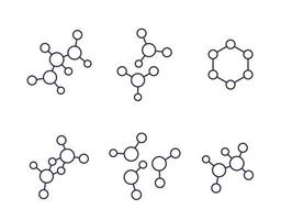 iconos de moléculas, conjunto de vectores de línea de ciencia