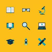 nine education concept icons vector