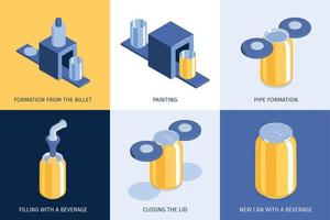 Cans Recycling Isometric Concept vector