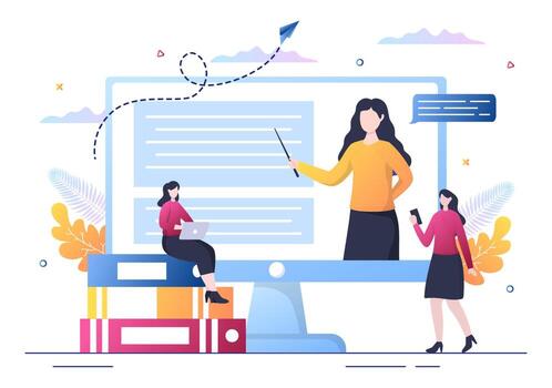 Video Tutorials Background Vector Illustration. Watching and Streaming Online on Computer About Education, Knowledge for Web Banner, Brochures, Poster or Book Cover