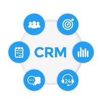 iconos de crm, plantilla de infografías vectoriales de gestión de relaciones con el cliente vector