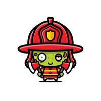 cute firefighter zombie vector design