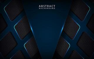 Abstract 3D navy blue techno background overlap layer on dark space with light line effect decoration. Modern template element future style concept for flyer, banner, cover, brochure, or landing page vector