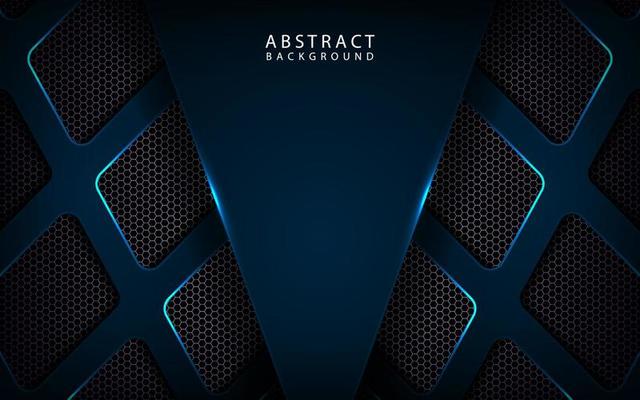 Abstract 3D navy blue techno background overlap layer on dark space with light line effect decoration. Modern template element future style concept for flyer, banner, cover, brochure, or landing page