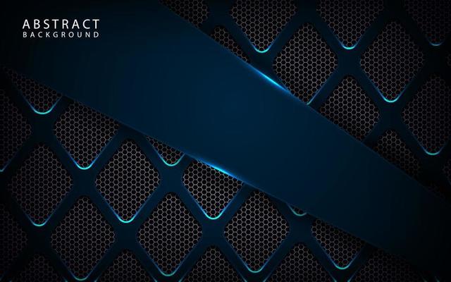Abstract 3D navy blue techno background overlap layer on dark space with light line effect decoration. Modern template element future style concept for flyer, banner, cover, brochure, or landing page