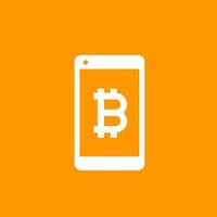 Mobile payment with bitcoin vector icon