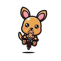 cute kangaroo mascot character design vector