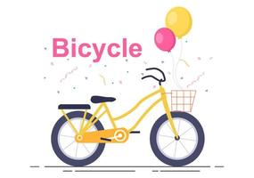 Bicycle Vector Flat Illustration. People Riding Bikes, Sports and outdoor recreational activities on Park Road or Highway are living a healthy lifestyle