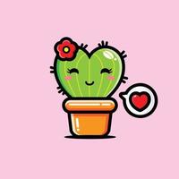 diseño de personaje de mascota de cactus lindo vector