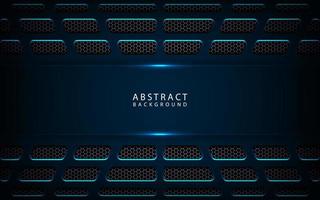 Abstract 3D navy blue techno background overlap layer on dark space with light line effect decoration. Modern template element future style concept for flyer, banner, cover, brochure, or landing page vector