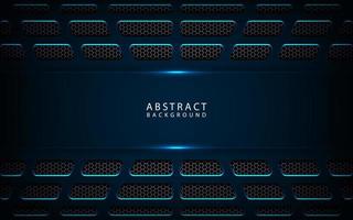 Abstract 3D navy blue techno background overlap layer on dark space with light line effect decoration. Modern template element future style concept for flyer, banner, cover, brochure, or landing page vector