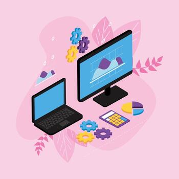 payment solutions with computers vector