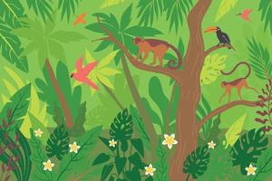 Rainforest Life Flat Composition vector