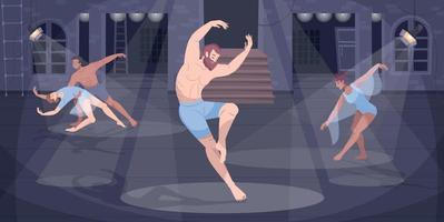 Ballet Dancers Flat Composition vector