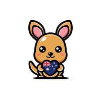 cute kangaroo mascot character design vector