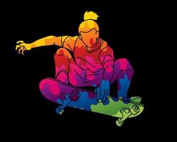 Abstract Skateboard Player Extreme Sport Action vector