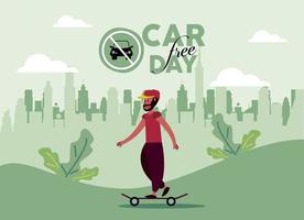 car free day scene vector