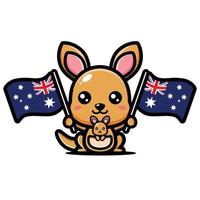 cute kangaroo mascot character design vector