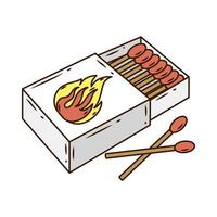 matchsticks fire tools box line and fill style icon vector