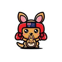 cute kangaroo mascot character design vector