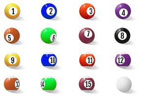 bolas de billar, pool o snooker con números. vector