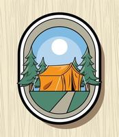 camping tent patch retro style vector