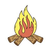 campfire flame burn line and fill style icon vector