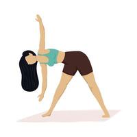 young woman practicing exercise activity character vector