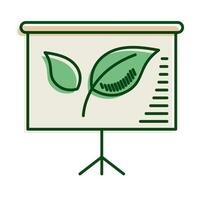 leafs plant in paperboard ecology line and fill icon vector