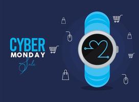 cyber monday in smartwatch vector