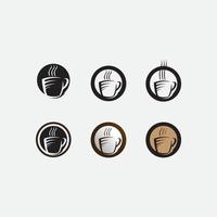 Café y café en grano conjunto de iconos ilustración de diseño de vector de logotipo