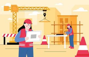 Woman Engineer Working on Construction Concept vector