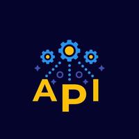 api, concepto de interfaz de programación de aplicaciones, icono de vector en la oscuridad