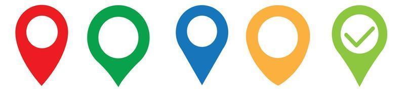 Location pin set. Map pin, pointer. Colour map pin vector